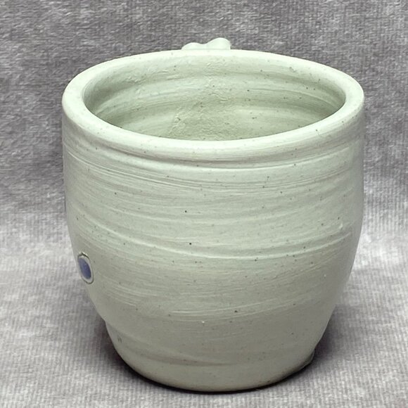 Vintage Williamsburg Pottery Salt Glaze Mug Cup Blue Floral - Picture 3 of 10